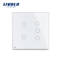 Livolo Weiß 125mm * 125mm US standard Doppelglasscheibe Zum Verkauf 5 Gang Wandschalter VL-C5-C2 / C3-11